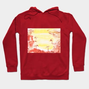 Landscape with rocks. Encaustic, art decoration, sketch. Hoodie